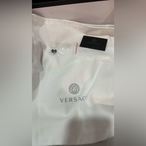 NIB Versace Safety Pin Ruched Ankle Booties Heels Black 37.5 - Picture 13 of 16